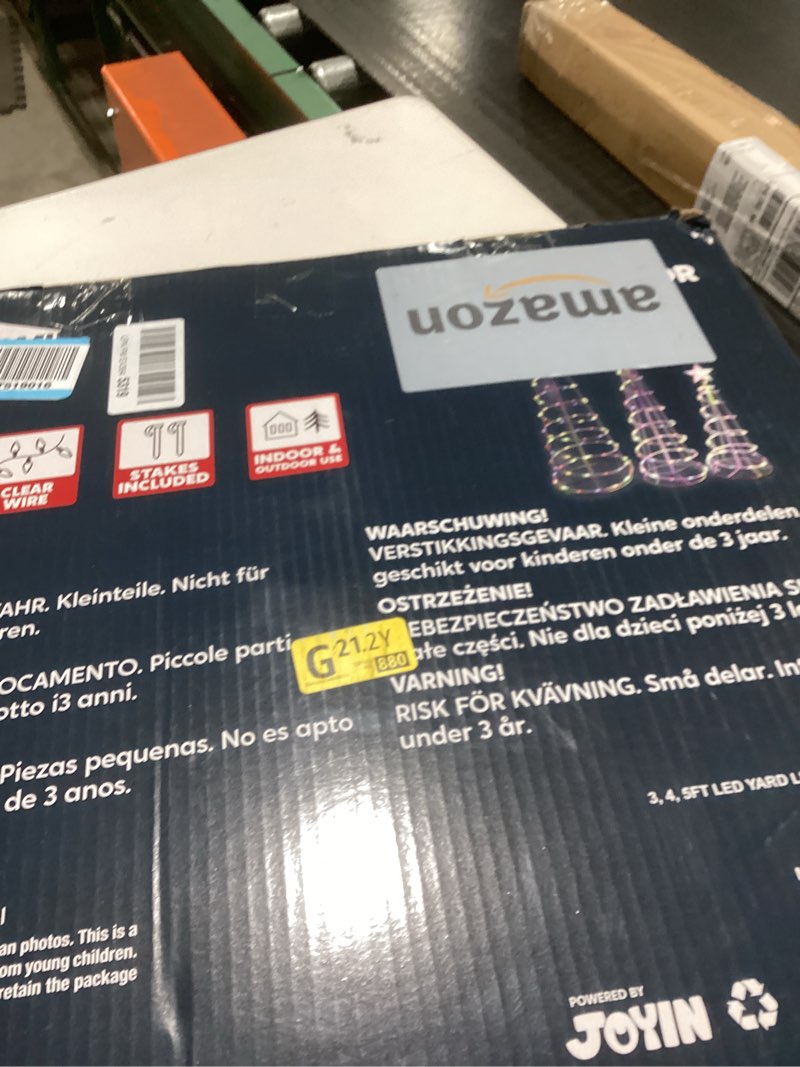 Condition photo showing New/Like New for JOIEDOMI 3 Packs Christmas Spiral Tree Yard Light 218 Pre-Lit LED Multicolor Lights with Metal Stakes for Indoor Outdoor Garden Holiday Decoration, Christmas Event, Christmas Eve Night Décor