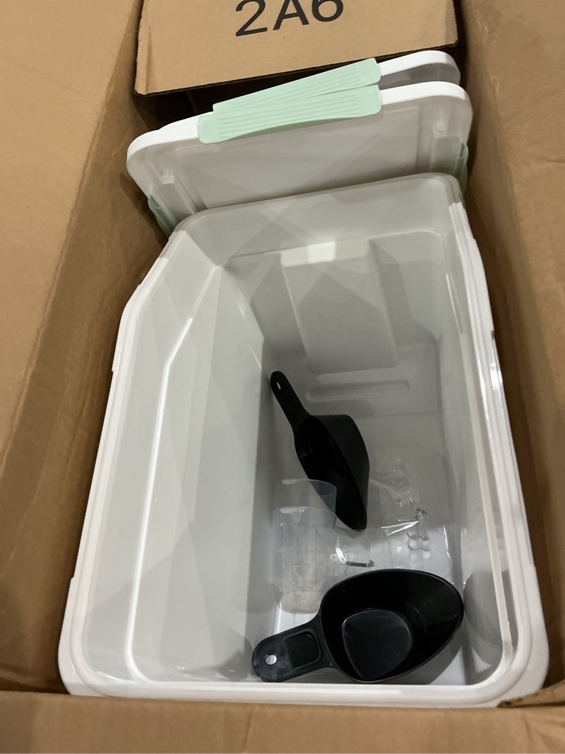 Condition photo showing Good Condition for large flour storage container bin 2pack airtight rice storage containers with wheels seal locking lid, bpa free with measuring cup&scoop for flour, rice, grain(green)