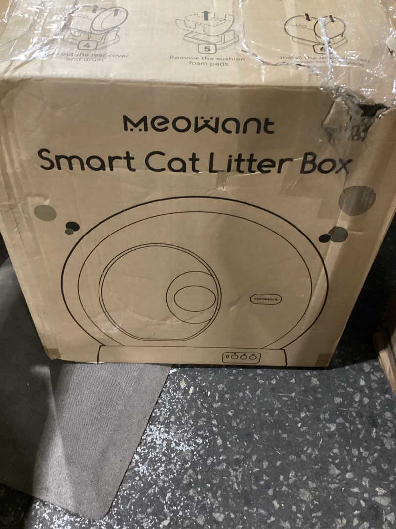 Condition photo showing New/Like New for meowant self-cleaning cat litter box, advanced safety system automatic cat litter box perfect for multi cats, extra large/odor control/app control smart cat litter box with mat & liner, yellow