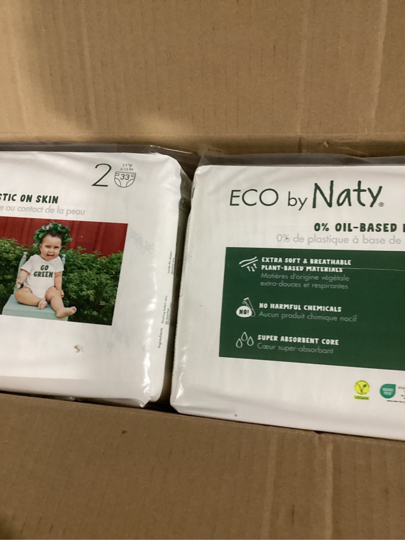 Condition photo showing New/Like New for Eco by Naty Eco-Friendly Baby Diapers Newborn - 100% Plant-Based Materials on Skin, Extra Soft, for Sensitive Skin & Super Absorbent (Size 2, 132 Count)