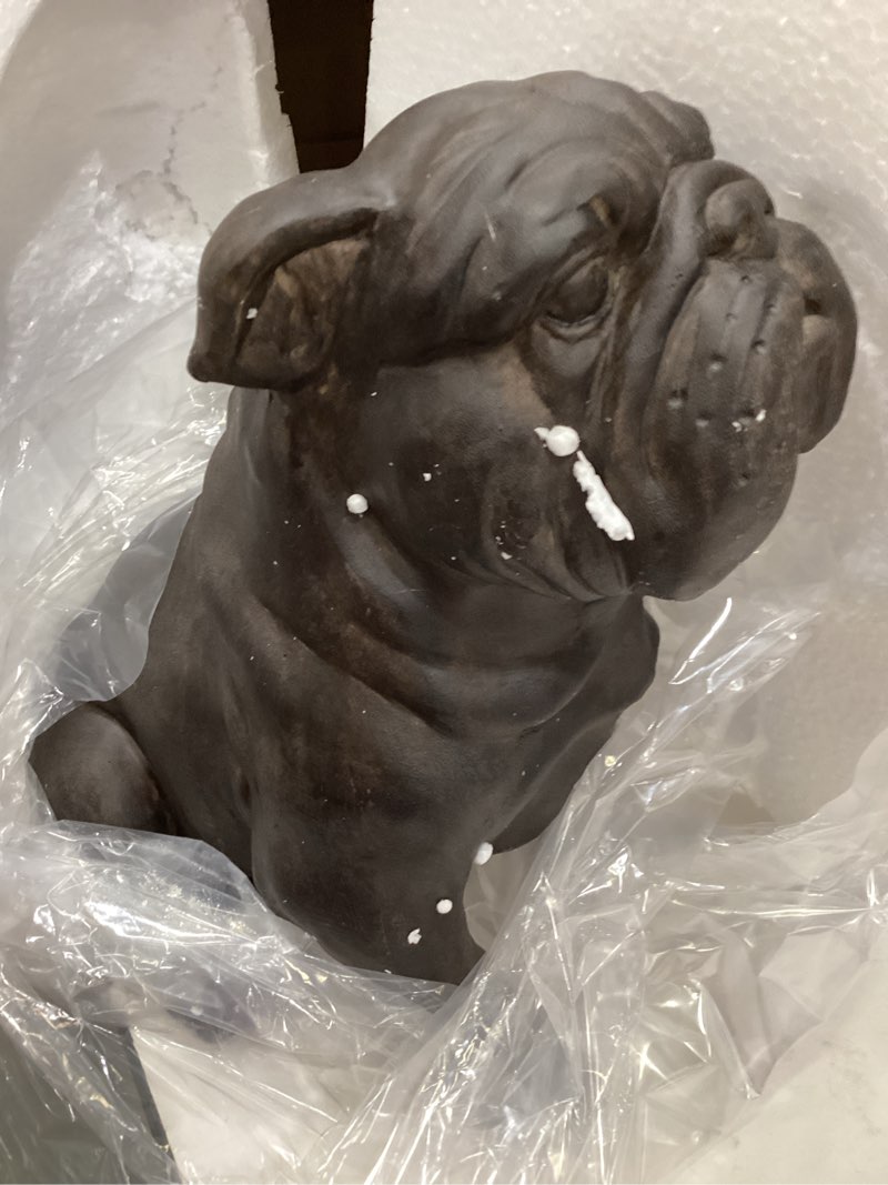 Condition photo showing Good Condition for deco 79 polystone bulldog decorative sculpture distressed sitting home decor statue, accent figurine 10" x 7" x 11", brown