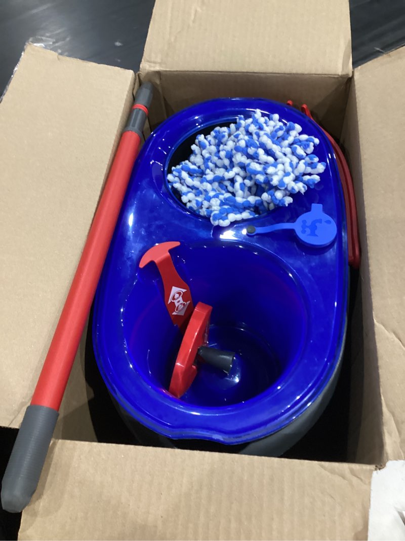 Condition photo showing As Is for o-cedar easywring rinseclean microfiber spin mop & bucket floor cleaning system with lavender pac (variety pack) rinseclean w/lavender pacs