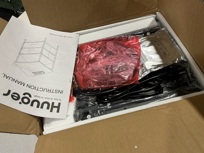 Condition photo showing Good Condition for Huuger Night Stand with Charger Station and LED Lights, 2 Drawer Nightstand, Bed Side Table with Open Shelf, End Table, Fabric Dresser for Bedroom, Rustic Brown 11.8"D x 15.7"W x 23.6"H?2 Drawers? Rustic Brown