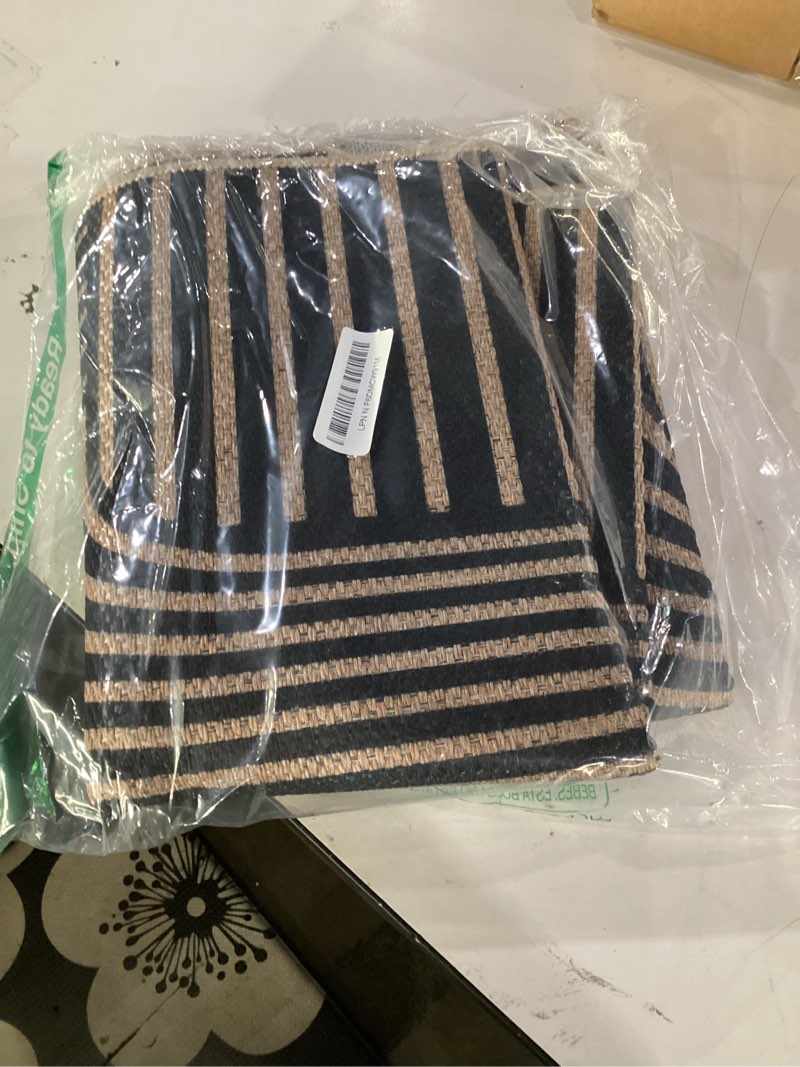 Condition photo showing Good Condition for lahome modern geometric runner rug, 2x6 laundry room rug runners for hallways non slip, washable outdoor carpet with rubber backing, farmhouse non shedding kitchen mats for floor entryway 2' x 6' (runner) black/nature geometric-1