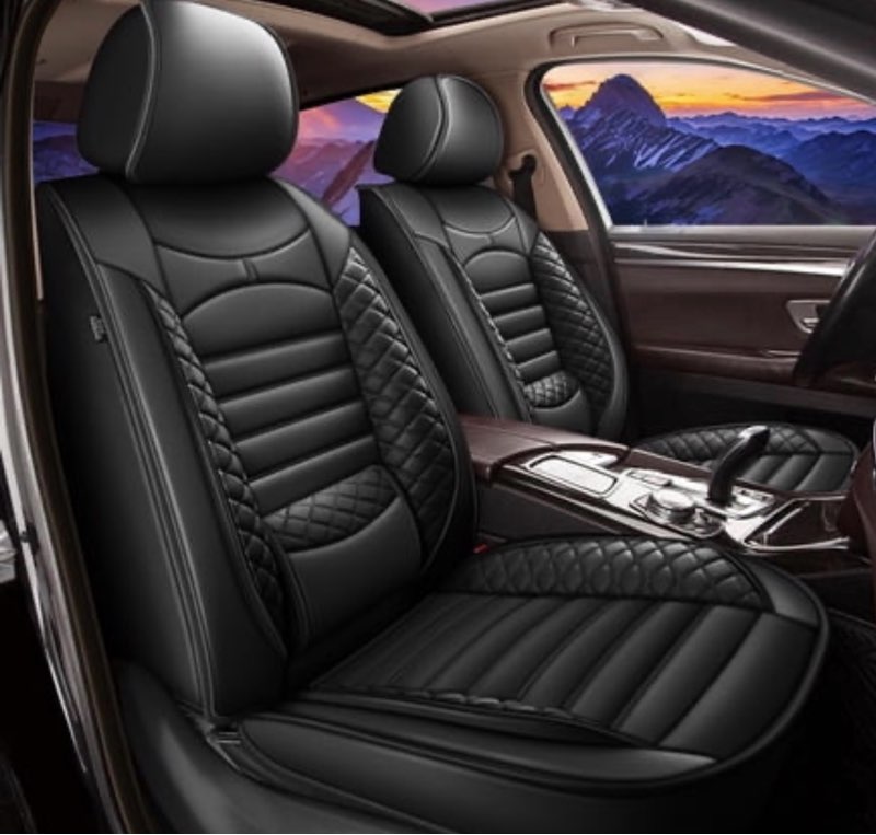 aomsazto car 5-seat covers front & rear full set faux leather seat cushion protector waterproof black for toyota 4runner 2003-2023