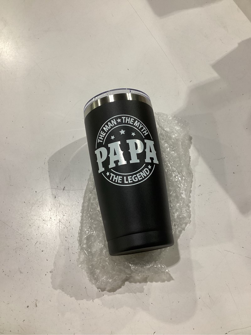 Condition photo showing New/Like New for spenmeta christmas papa gifts - funny gifts for papa from grandchildren, grandkids - fathers day gift idea for grandfather - 20oz vacuum insulation tumbler papa the man black