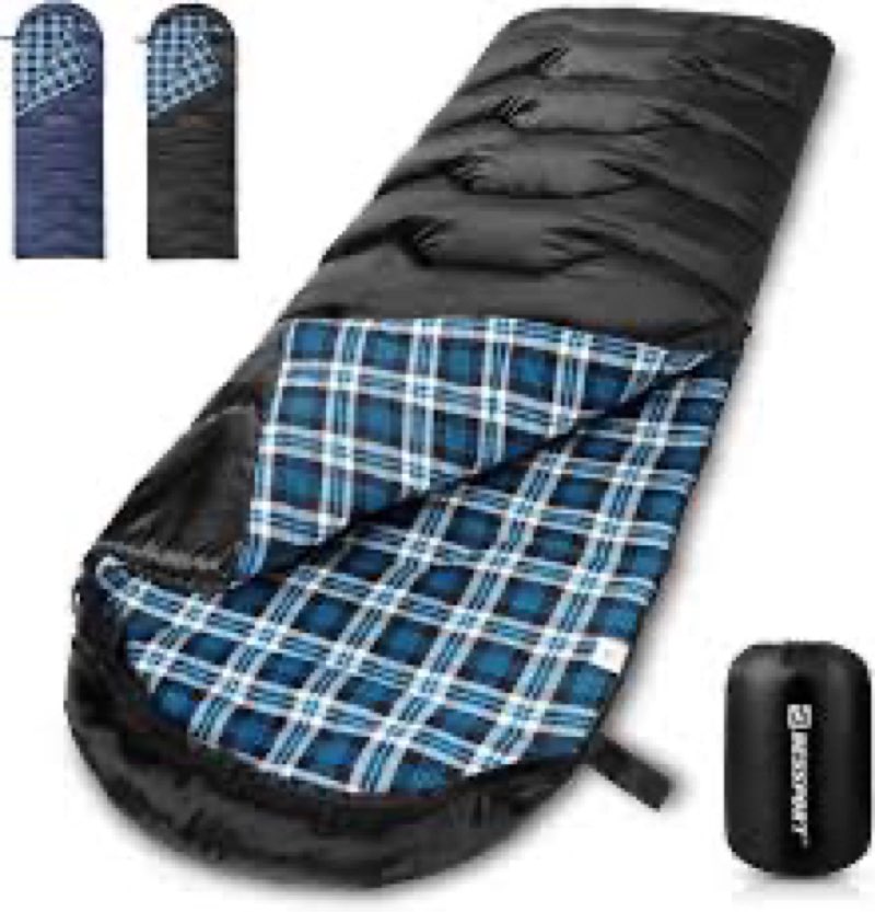 bessport sleeping bag winter | flannel lined 18? - 32? extreme 3-4 season warm & cool weather adult 