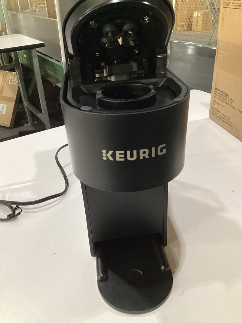 Condition photo showing As Is for Keurig K-Slim Single Serve K-Cup Pod Coffee Maker, Multistream Technology, 3 Brew Sizes, Slim and Sleek Design, 46oz Removable Reservoir, Black, USED, NOT TESTED, LID IS DAMAGED 