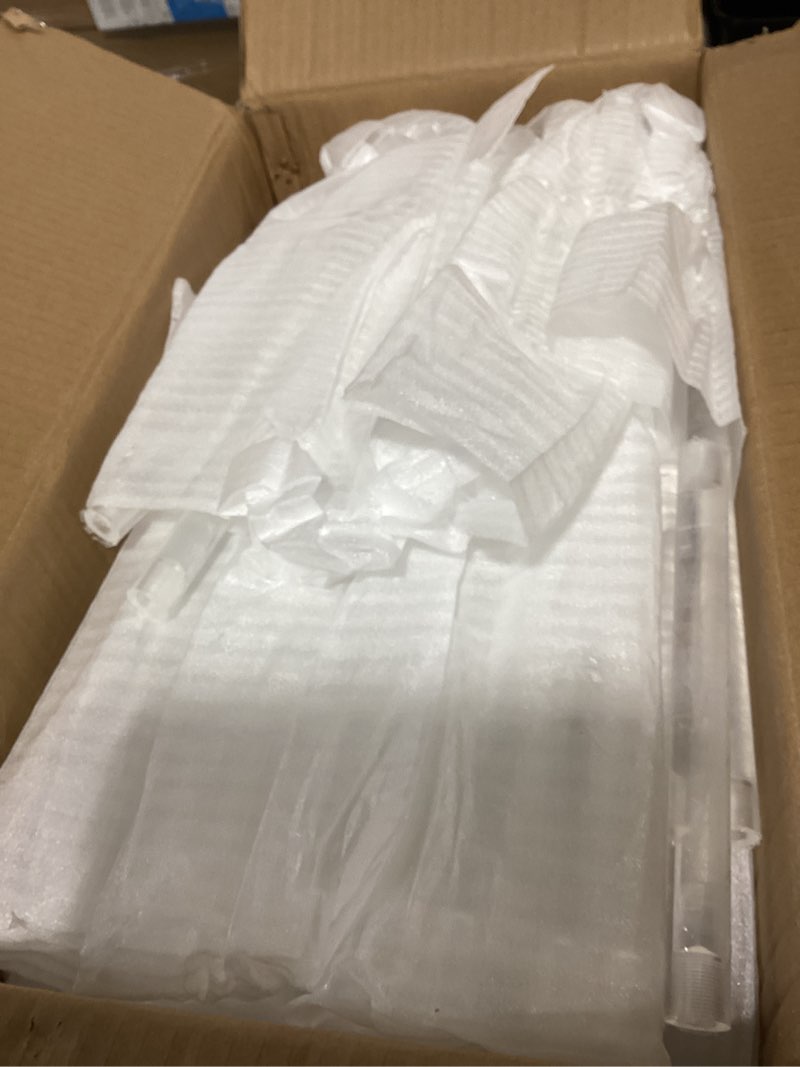Condition photo showing New/Like New for 10pcs acrylic candelabra centerpieces for wedding,5 arm clear candelabra table centerpiece acrylic candle stick holders with removable lampshade for party easter fireplace decor fit 0.8 led candle 22.6"tall 10