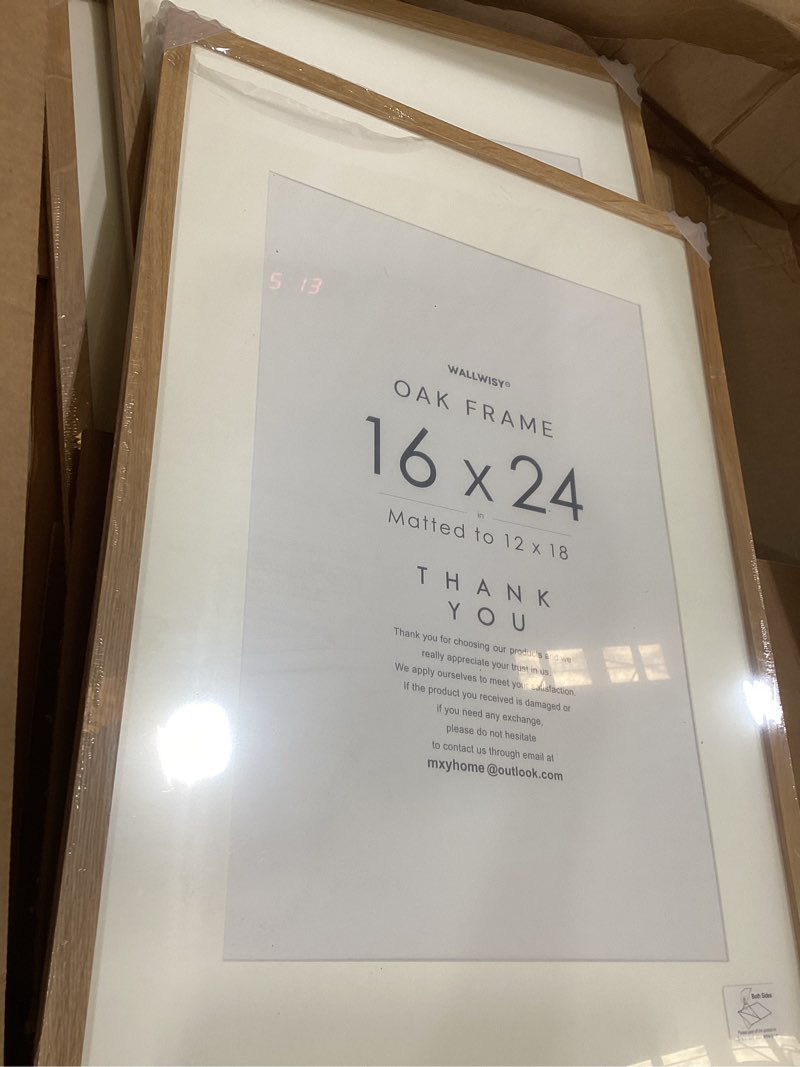 Condition photo showing Good Condition for vck 16x24 oak wood frame for poster & picture, natural solid wood photo frames 3 pack, wall gallery frame