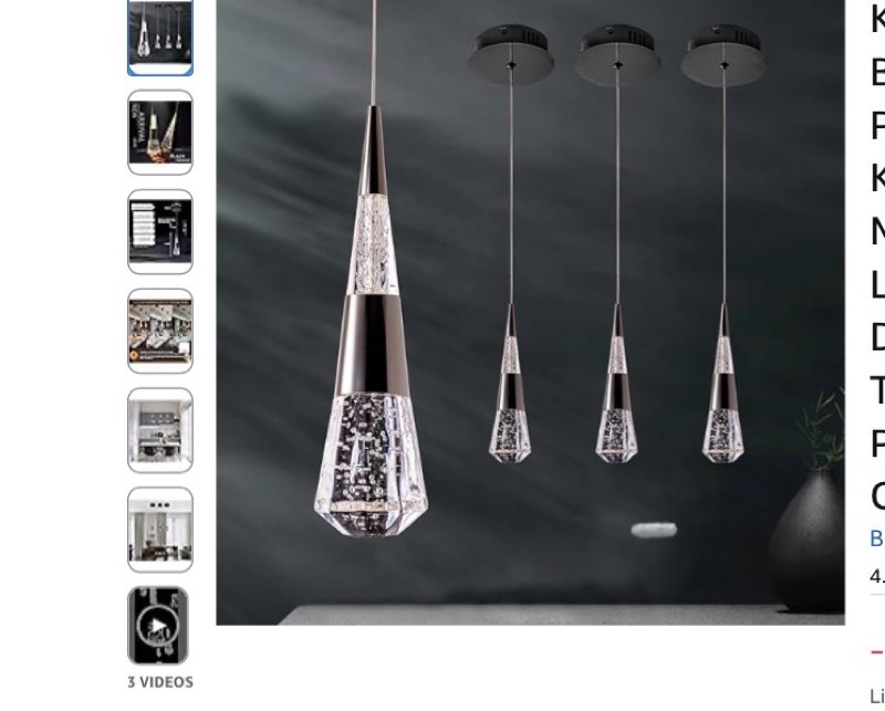 SHIANDAR Pendant Lights Kitchen Island Black,3-Pack Led Penant Lights for Kitchen Island, Modern Led