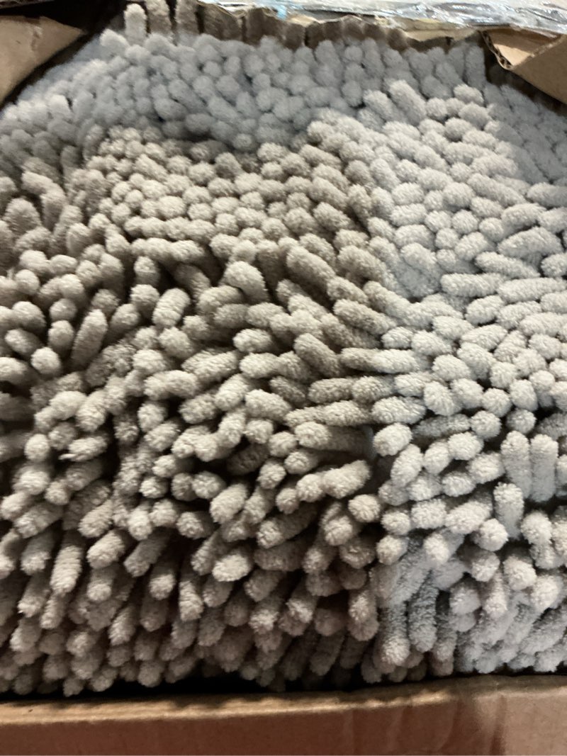 Condition photo showing Good Condition for bathroom rugs 70x24,super absorbent soft,thick,machine washable chenille bath mat,non slip toilet floor rug,bath mats for bathroom floor, home decor accessories,grey light grey 2' x 5'10" (70''x24'' bathroom rugs)