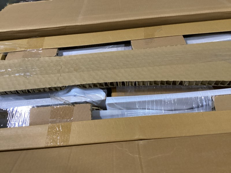 Condition photo showing New/Like New for SIMPLIHOME Reeves 57 inch x 18 inch Rectangle Contemporary Modern Sideboard Buffet in Natural for The Dining Room and Kitchen Sideboard Buffet 57 inch