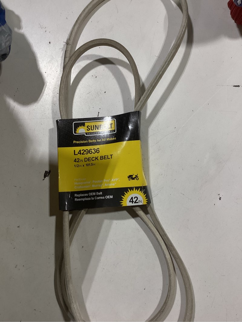 Condition photo showing As Is for sunbelt l-429636 42-in deck belt for riding mower/tractors