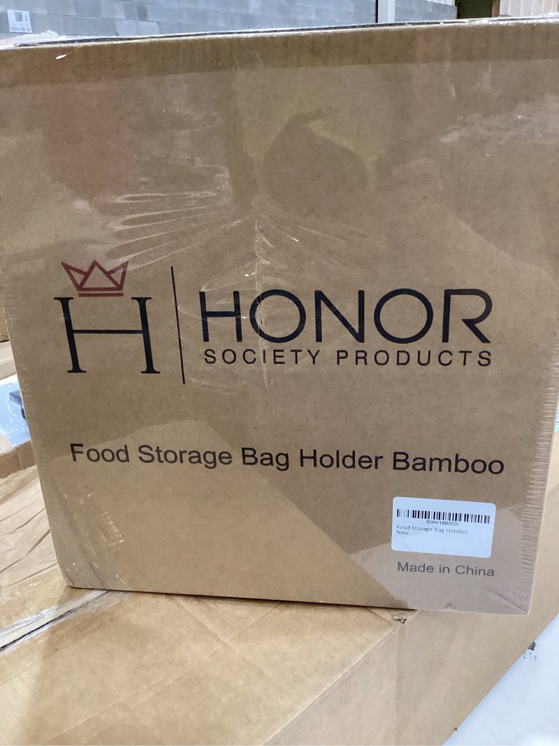 Condition photo showing New/Like New for honor bamboo ziplock bag storage organizer - food storage bag holder - openable top holders dispenser for kitchen drawer 10001 honor society products storage bag organizer 4 piecea