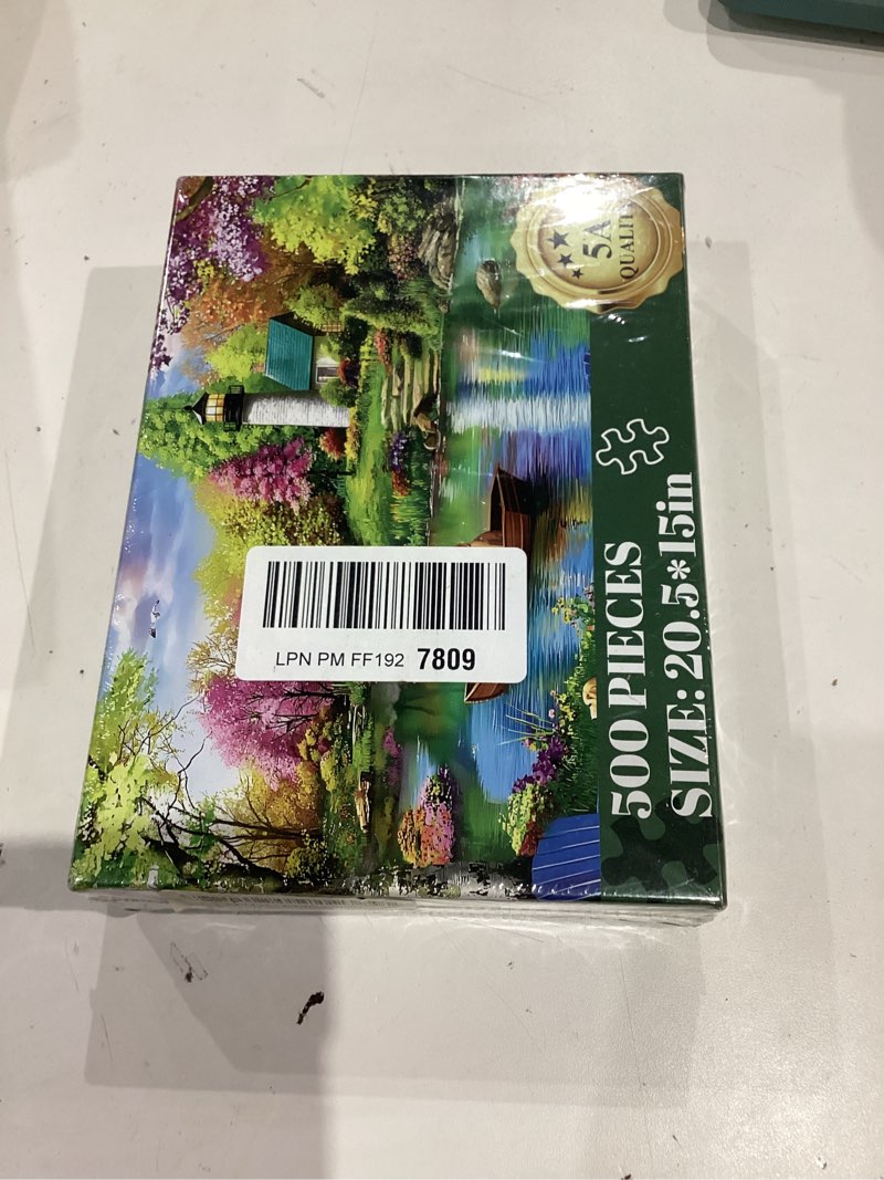 Condition photo showing New/Like New for 500 Piece Puzzles for Adults,Large Piece Lake Landscape Puzzle for Adults Seniors,Unique Funny Dog Art Jigsaw Puzzle,Challenging Family Activity Game Gifts for Family, Friends, Men, Women,20.5*15 In Boat