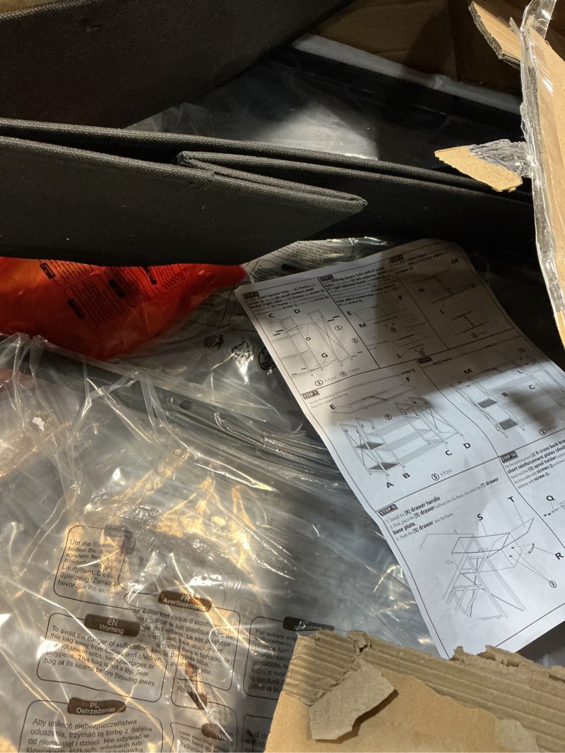 Condition photo showing As Is for Heavy Duty 3D Printer Table with Storage, Large 4-Tier 3D Printer Stand with Power Outlet & Drawer, Sturdy Wooden Desk & Metal Filament Rack for Workshop, Home Office Black Black Large Printer Table