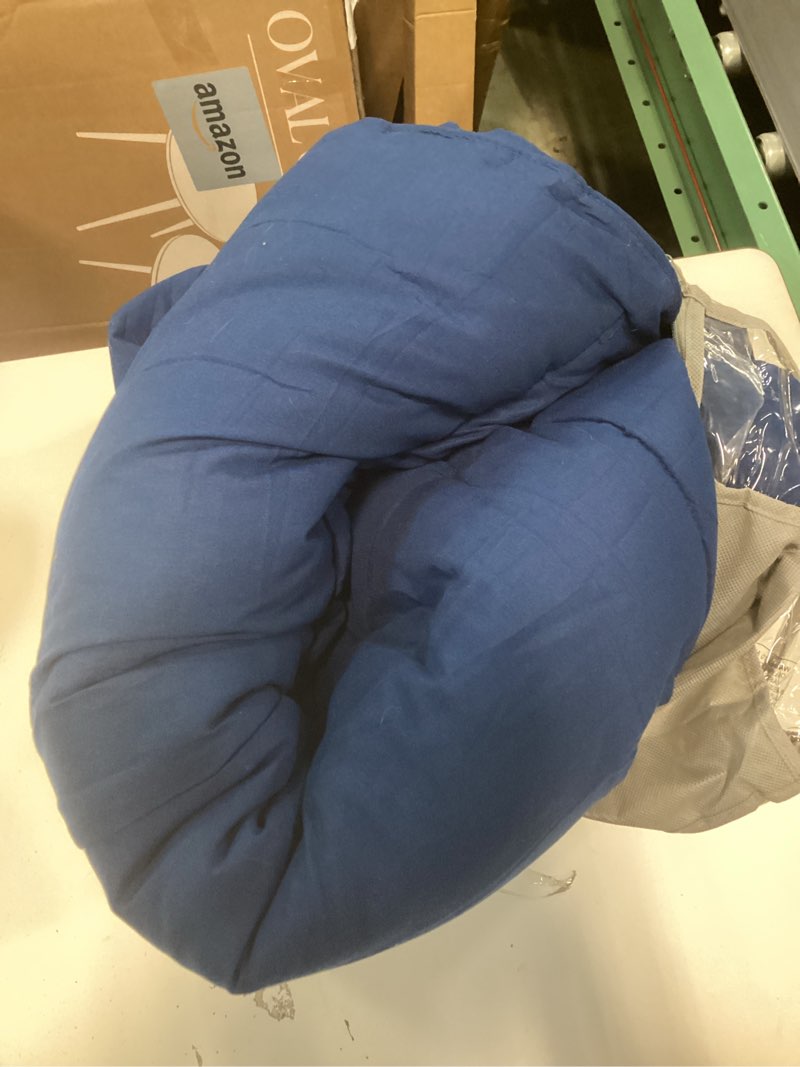 Condition photo showing As Is for bare home bed-in-a-bag 5 piece comforter & sheet set - twin xl - goose down alternative - ultra-soft 1800 premium bedding set (twin xl, dark blue/dark blue) twin xl 06 - dark blue/dark blue