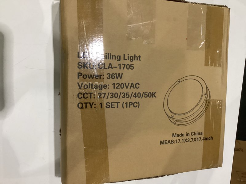 Condition photo showing As Is for led ceiling light, round, silver