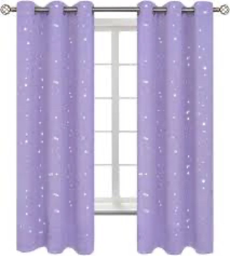 BGment Star Room Darkening Curtains for Bedroom - Grommet Thermal Insulated Silver Star Print Kids C