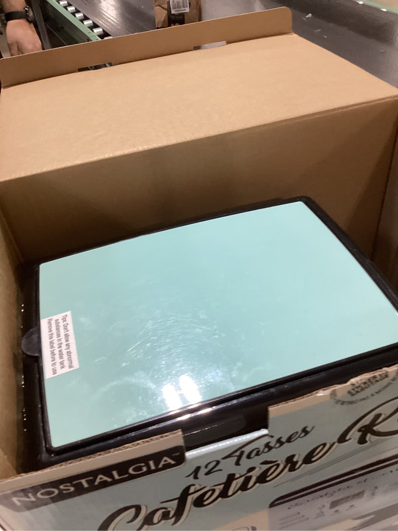 Condition photo showing As Is for Nostalgia Retro 12-Cup Programmable Coffee Maker With LED Display, Automatic Shut-Off & Keep Warm, Pause-And-Serve Function, Aqua