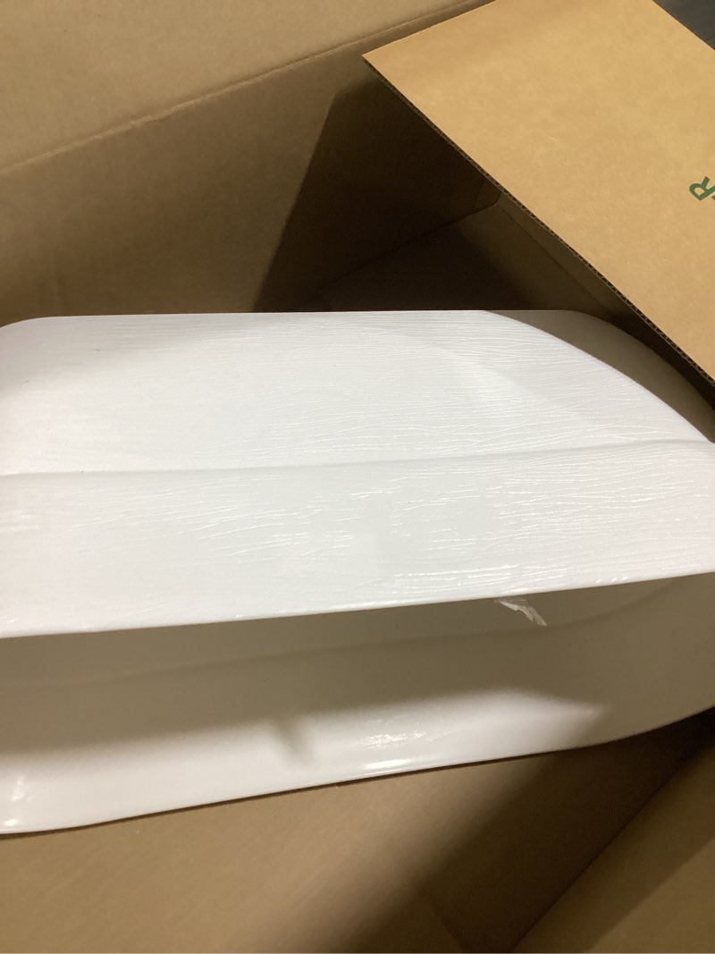 Condition photo showing Good Condition for bloomers railing planter with drainage holes – 24" weatherproof resin planter – polyethylene plastic - white white 24.3 × 10.5 × 9.5 inches