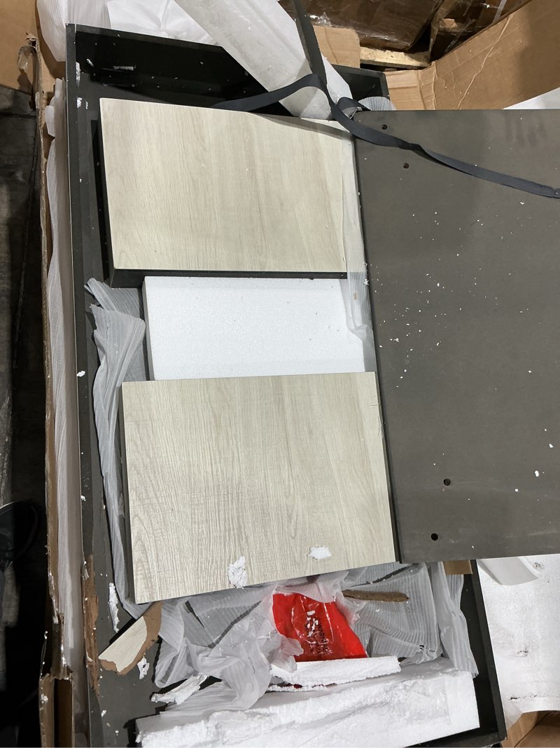 Condition photo showing As Is for (damaged)roundhill furniture athens 3-piece set modern accent coffee table with two end tables, off-white