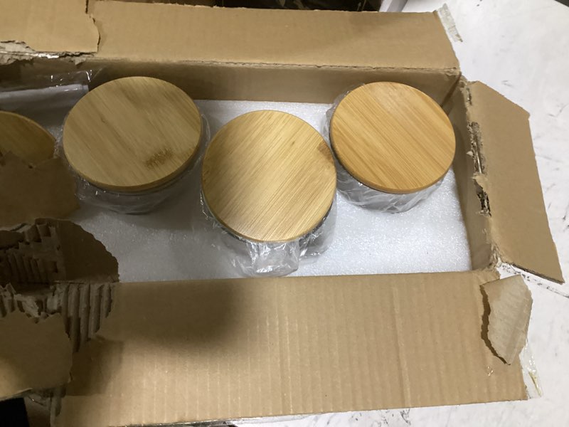 tbwind 53oz round glass storage containers with bamboo lids – 4 pack large airtight glass jars for p