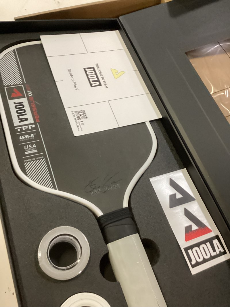Condition photo showing Good Condition for joola pro iv pickleball paddles – raw carbon fiber surface – tech flex power – propulsion core – wide or elongated – upa-a and usap approved 16mm perseus