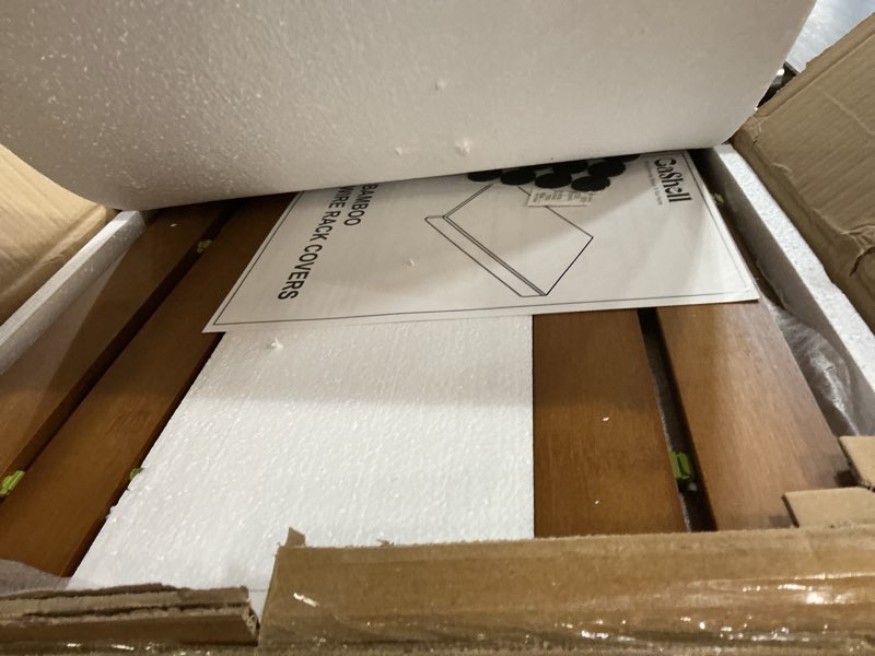 Condition photo showing New/Like New for wire shelf covers, bamboo wire rack covers for pantry, closet (4pcs, 32" w x 16" d) 32"w x 16"d 4