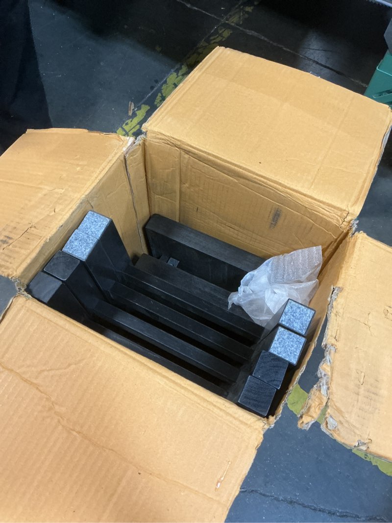 Condition photo showing As Is for Amazon Basics Solid Wood Saddle-Seat Kitchen Counter Barstool with Footrest, Easy Assembly - 24-Inch Height - Black - Set of 2 Black 24''