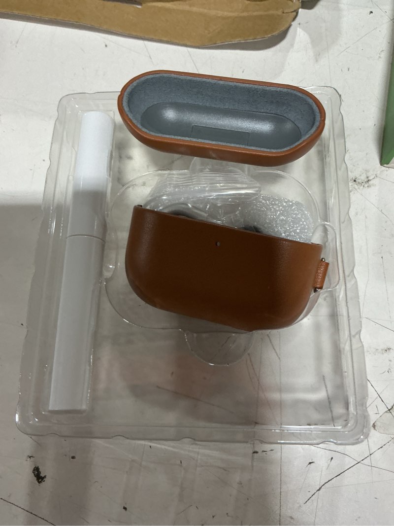 Condition photo showing New/Like New for lopie leather case for airpods pro 3 with keychain & cleaner kit, handmade for airpods pro 3rd generation case cover, protective hard shell cover, fully-wrapped with top grain leather - brown [cow leather]-brown case with clip