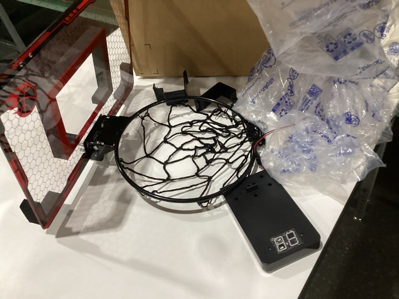 Condition photo showing As Is for Basketball Hoop Indoor for Kids(4-12 Years Old), Over The Door Basketball Hoop with Scoring, Countdown and Music Accompaniment, Christmas Toys red, SIMILAR TO STOCK PHOTO, AS IS