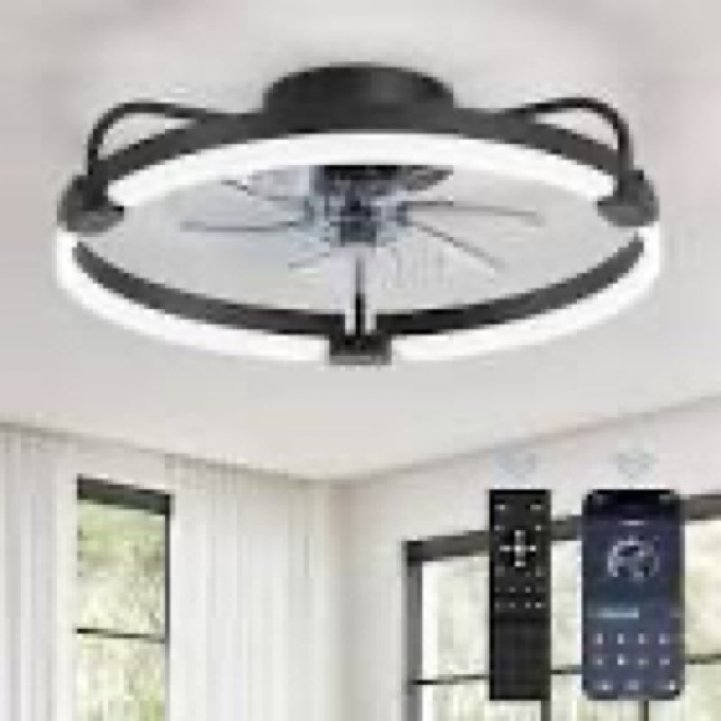 lediary ceiling fans with lights and remote, 20'' low profile ceiling fan with light, 3000-6000k dim