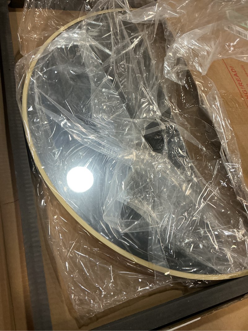 Condition photo showing New/Like New for 24 Inch Round Mirror - Circle Mirrors for Bathroom, Entryway and Living Room Wall Decor, Modern Hanging Vanity Mirror, Matte Gold Circle Decorative Wall Mirror Round-gold 24"L x 24"W