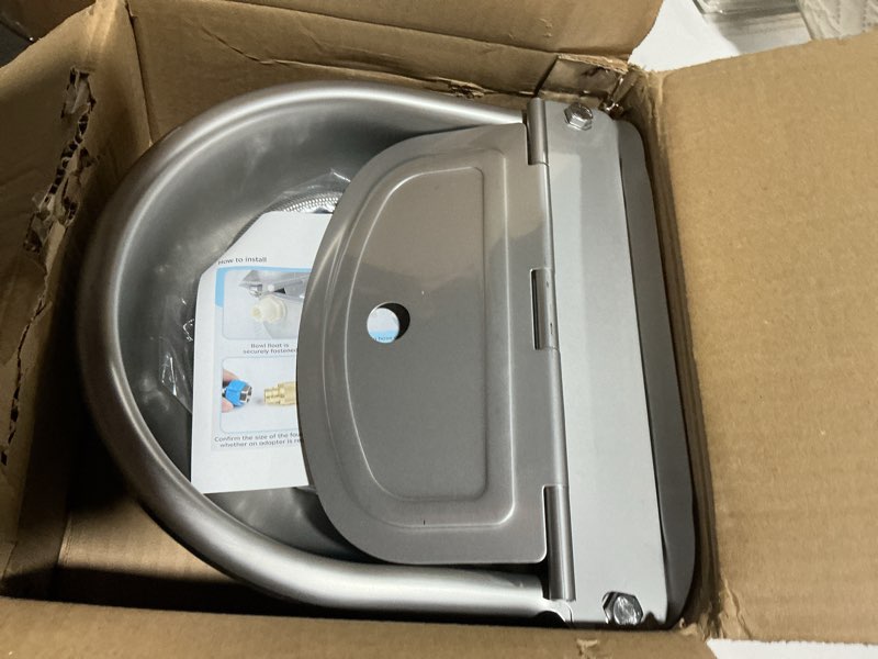 Condition photo showing Good Condition for Automatic Water Dispenser for Chicken, 304 Stainless Steel Outdoor Auto Fill Waterer Bowl Self Refilling Watering System with 2 Float Valves and Drainage Hole for Chicken,Duck,Poultry