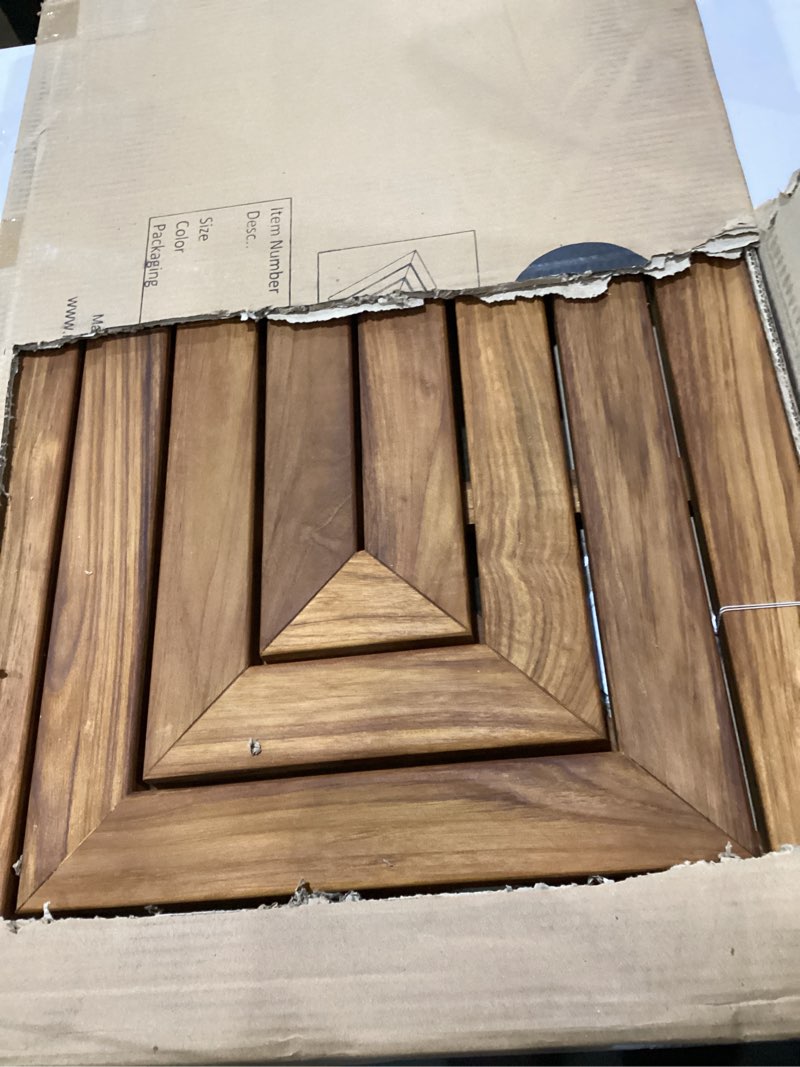 Condition photo showing Good Condition for nordic style premium teak shower and bath mat for indoor and outdoor use - non-slip wooden platform for spa, sauna, pool, hot tub - flooring decor and protector (oiled finish, 31.4" x 19.6") 31.4" x 19.6" (rectangular) oiled finish