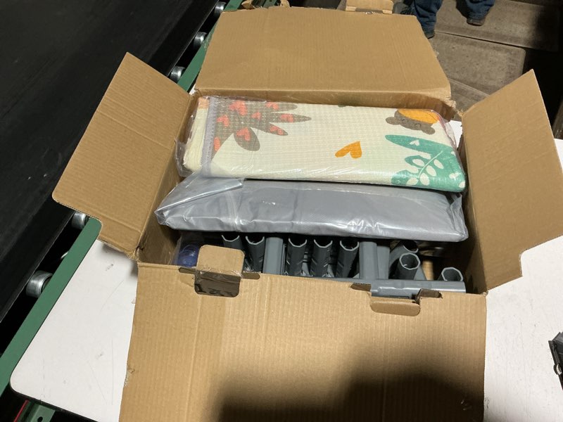 Condition photo showing Good Condition for baby playpen with mat, 50 x 50 inch play pen playards, playpen for babies and toddlers, baby playard for indoor & outdoor active center game fence, skin-friendly fabric and soft breathable mesh grey 50 × 50 inch + mat