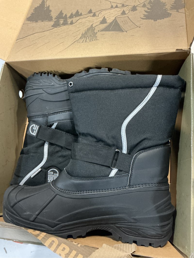 Condition photo showing Good Condition for ((Size 12))FREE SOLDIER Mens Snow Boots Insulated Waterproof Hiking Winter Shoes Nonslip Outdoor Ankle Cold Weather Boots with Warm Inner Black 12