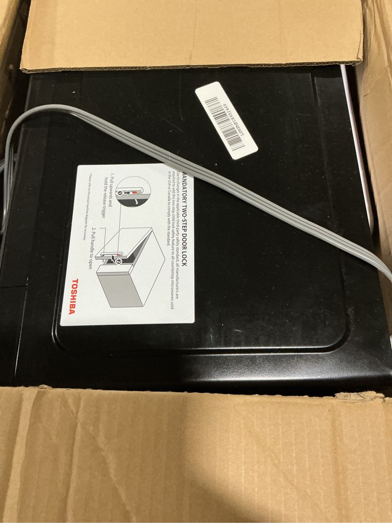 Condition photo showing As Is for TOSHIBA ML-EM09PA(BS) Small Microwave Oven with 6 Auto Menus, Mute Function & Child Lock, LED Lighting, Perfect for Apartment, 0.9 Cu Ft, 10.6 Inch Removable Turntable, 900W, Black Stainless Steel Advanced-0.9 Black