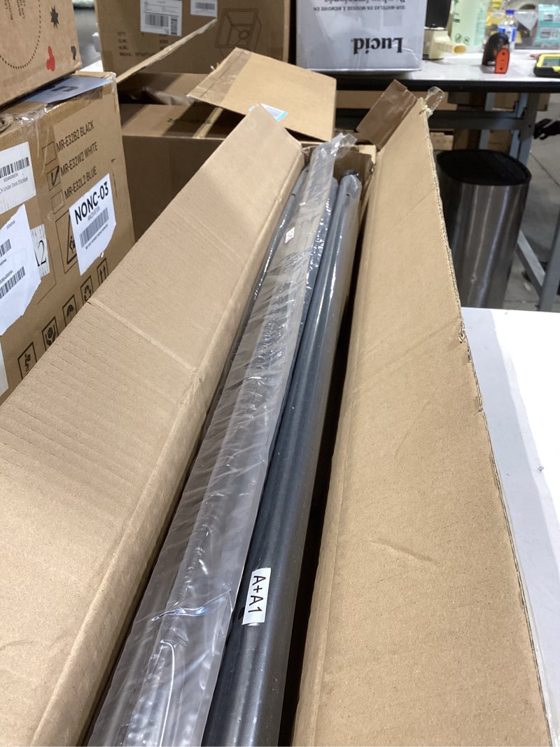 Condition photo showing Good Condition for Black Double Corner Window Curtain Rods with Aluminum End Cap Finials and Brackets,1 Inch Diameter Dual Bay Window Curtain Rods, Adjustable 2 Sided 36-72 Inch Double Drapery Rod 36-72" double rods Black