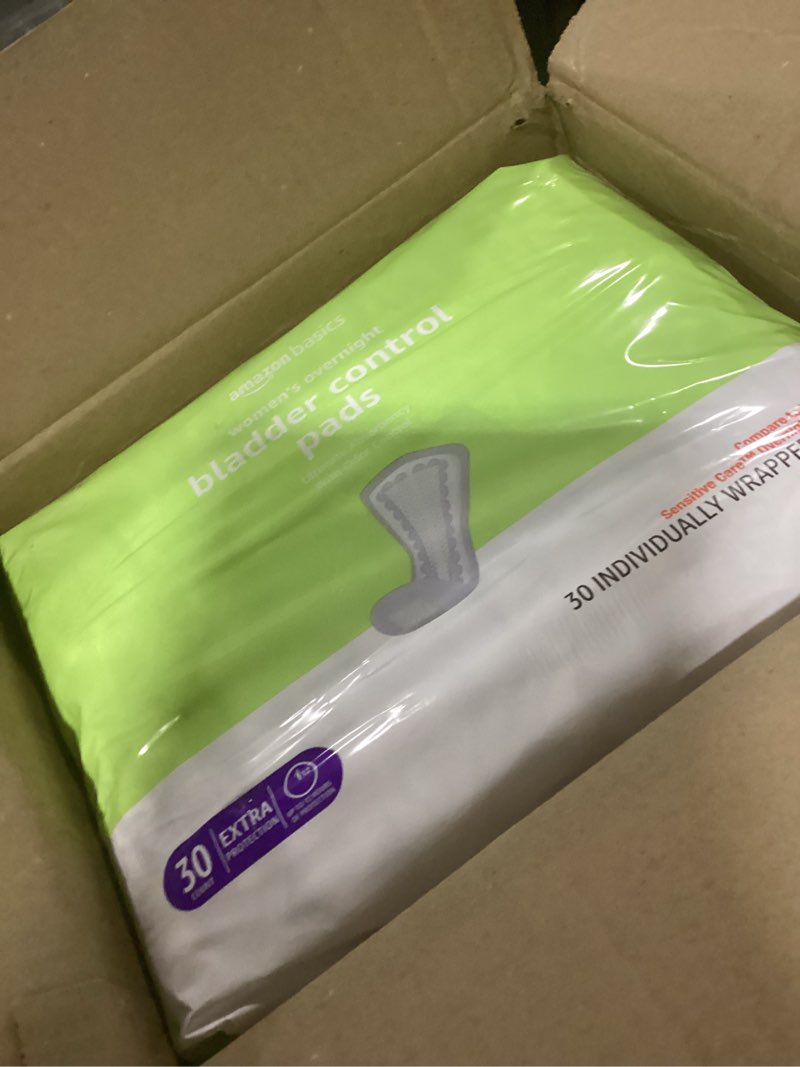 Condition photo showing Good Condition for Amazon Basics Incontinence Pads for Women, Bladder Control, Postpartum, Overnight Absorbency, Unscented, 60 Count (2 Packs of 30) Pack of 2 60.0