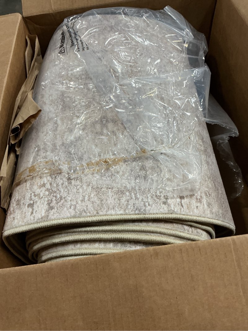 Condition photo showing Good Condition for Washable Abstract 3x25 Runner Rug - Extra Long Hallway Runner Rug 25 ft Non Slip Stain Resistant Carpet for Entryway Living Room Stair Indoor Modern Home Decor Low Pile Mat 3x25 Beige Beige 3' x 25' (Runner)