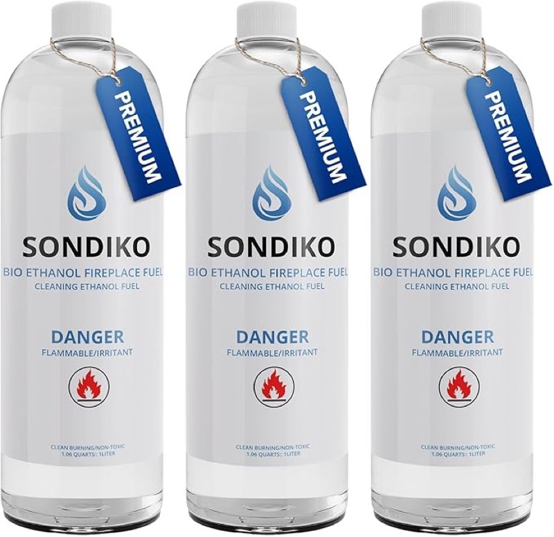 Sondiko Fireplace Fuel for Table Top Fire Pit, Bioethanol Fuel Tabletop Fire Pit, Clean Burning Sust( Pack Of 12)