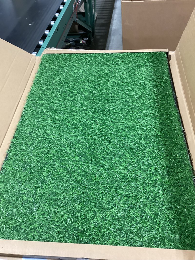 Condition photo showing Good Condition for Dog Grass Pad with Tray, 34''X23'' Large Artificial Turf Grass Potty, Reusable Puppy Pee Pads for Dogs, Portable Dog Litter Box for Indoor/Outdoor Potty Training Toilet