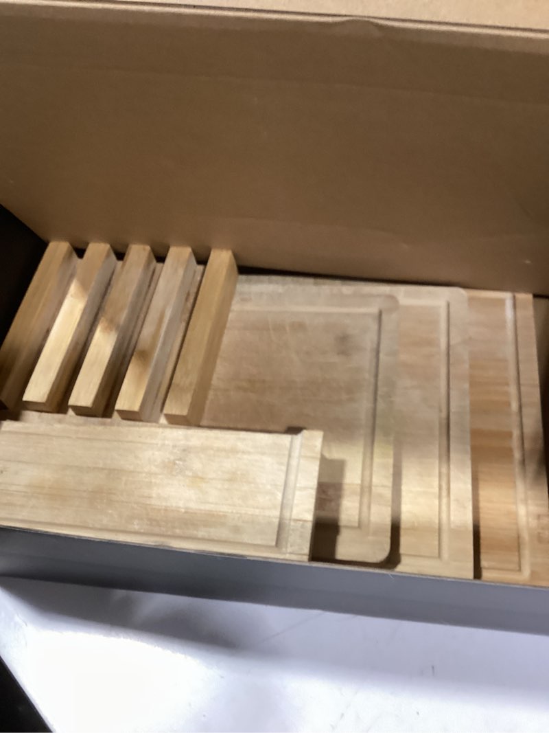 Condition photo showing New/Like New for SMIRLY Wooden Cutting Boards For Kitchen - Bamboo Cutting Board Set with Holder, Wood Cutting Board Set, Cutting Board Wood, Wooden Chopping Board, Wooden Cutting Board Set 4 Pack With Holder Acacia Wood