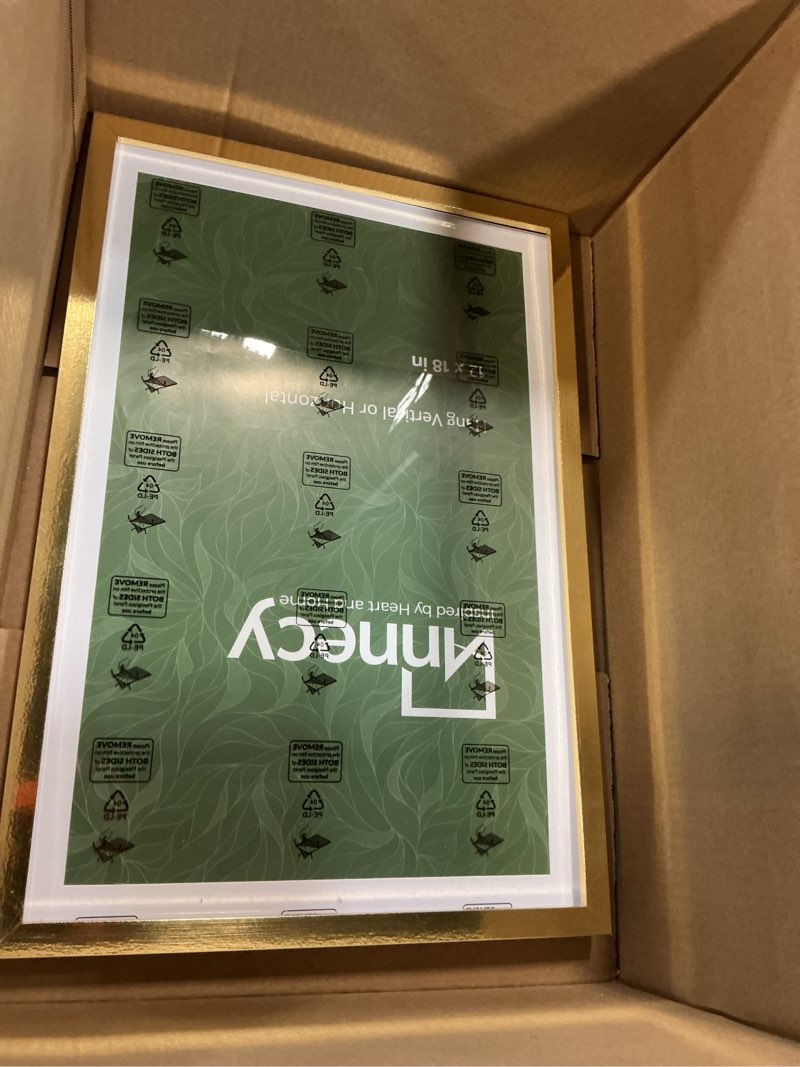 Condition photo showing Good Condition for Annecy 12x18 Picture Frame Gold?1 Pack?, 12x18 Frame for Wall Decoration, Classic Gold Minimalist Style Suitable for Decorating Houses, Offices, Hotels 12x18 Gold