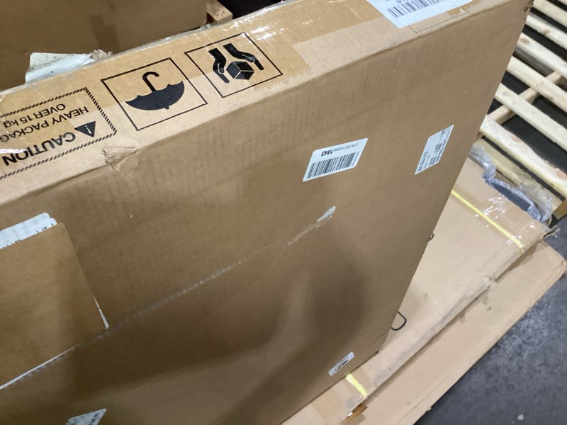 Condition photo showing As Is for Incomplete missing box A*LITTLE TREE 55 Inches Kitchen Island with Storage, 3-Tier Farmhouse Wooden Stationary Island Table with Large Worktop & Leg Room, Modern Coffee Bar Table with Storage Shelf for Kitchen, Rustic Brown