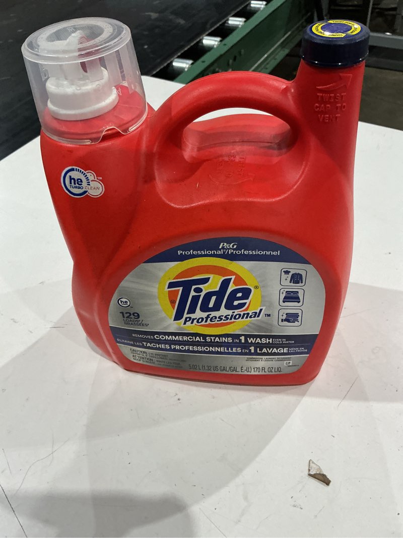 Condition photo showing As Is for (sticky)tide professional he liquid laundry detergent, 129 loads, 170 fl. oz. (13946) | quill