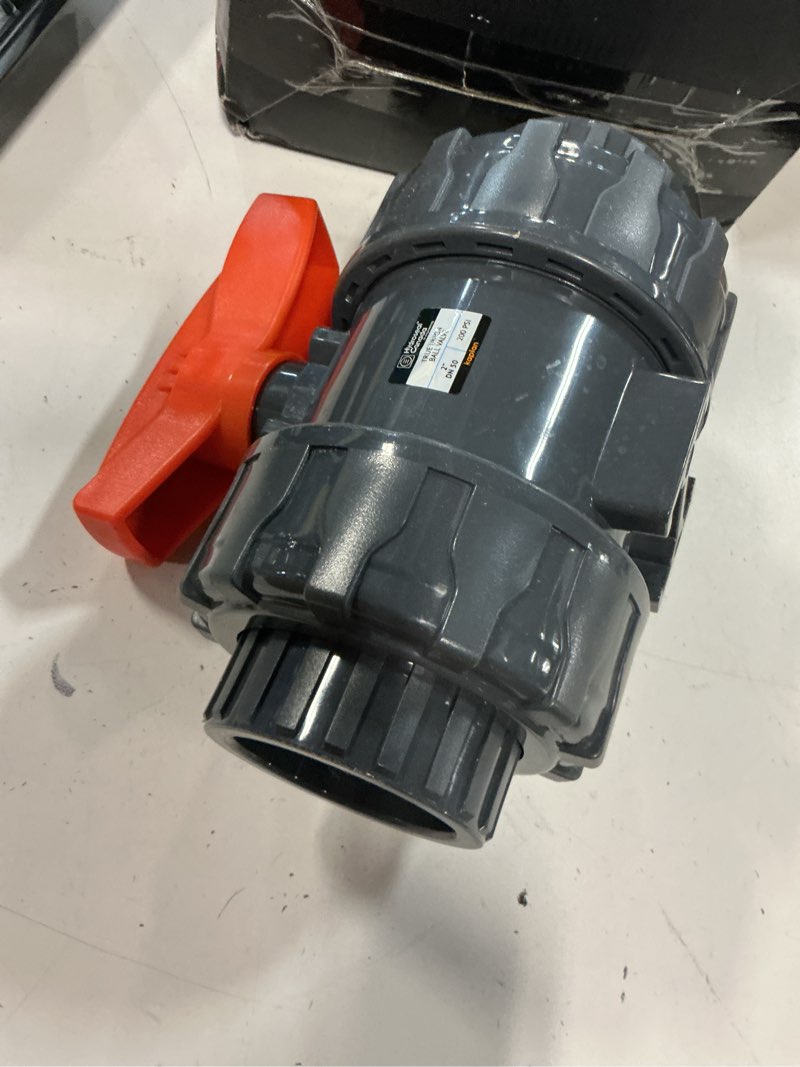 Condition photo showing Good Condition for hydroseal kaplan 2’’ pvc true union ball valve with full port, astm f1970, epdm o-rings and reversible ptfe seats, rated at 200 psi @73f, gray, 2 inch socket (2 inch)
